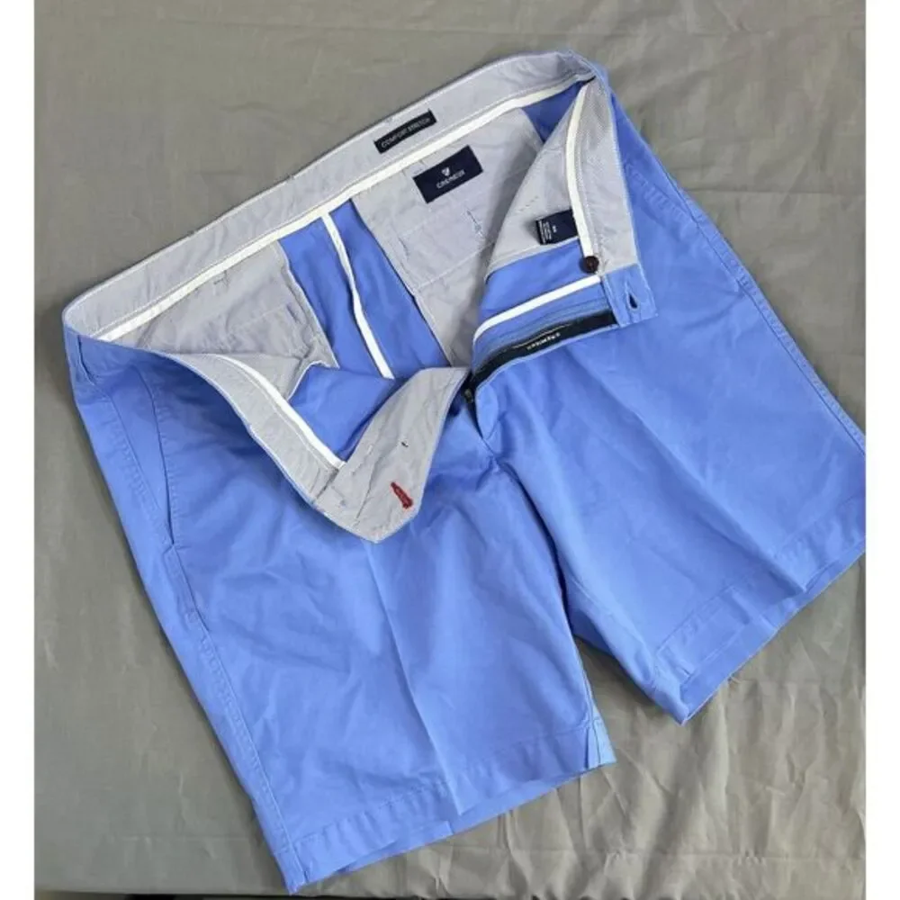 Cremieux Men's Size 40 Blue Chino Flat Front Shorts Comfort Stretch Cotton Blend